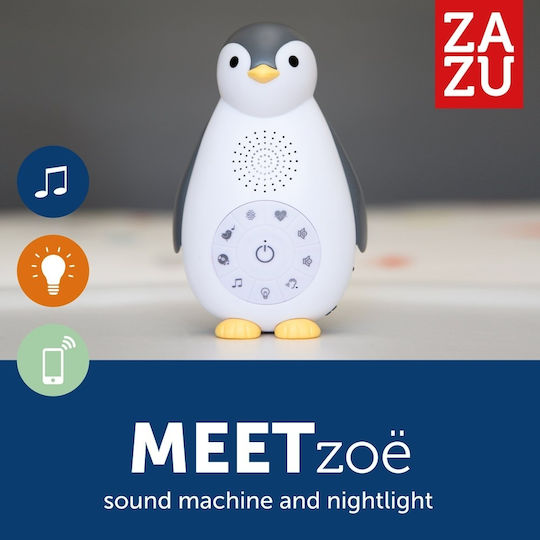 Zazu Играчка за сън Zoe The Penguin с бели шумове и светлина за 0++ месеца