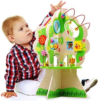 Tooky Toys Βρεφικό Παιχνίδι Περιστρεφόμενο Δέντρο Δραστηριοτήτων από Ξύλο για 24+ Μηνών