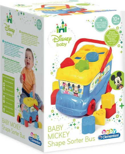 Baby Clementoni Παιχνίδι Ταξινόμησης Σχημάτων Baby Λεωφορειάκι με Σχήματα Mickey για 9+ Μηνών