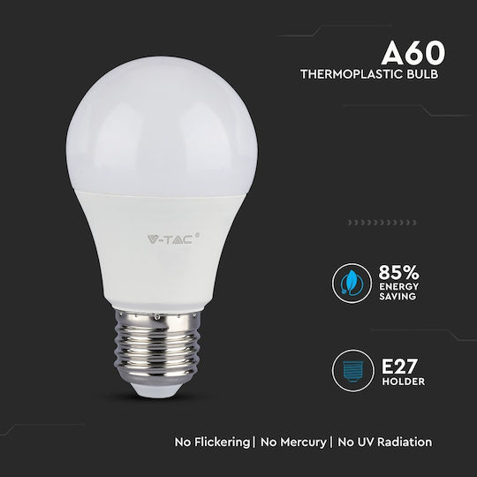 V-TAC VT-210 LED Bulb 9W 106mm for Socket E27 and Shape A60 Warm White 806lm