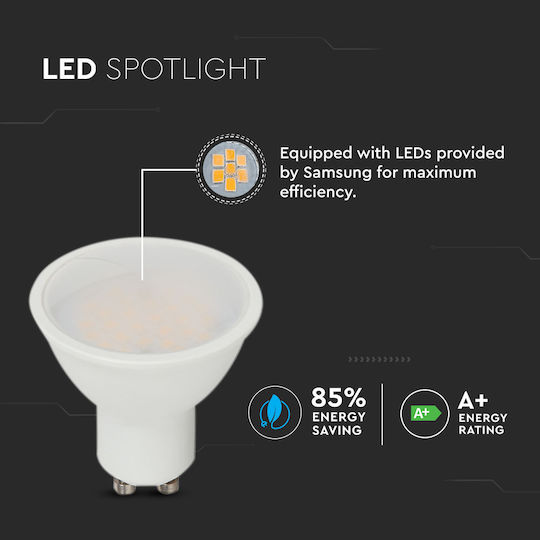 V-TAC VT-205 LED Bulb 5W for Socket GU10 and Shape MR16 Natural White 400lm