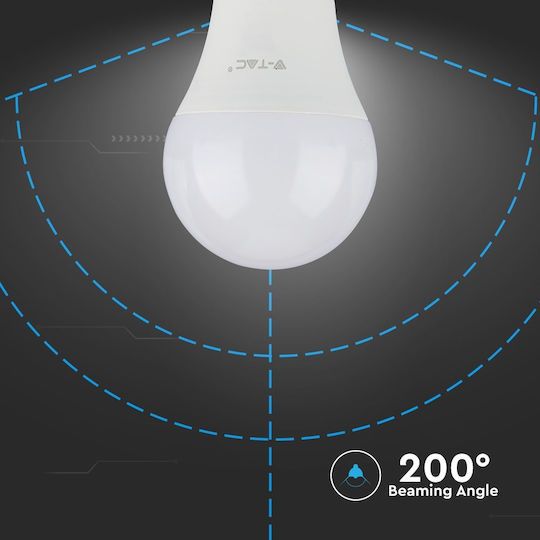 V-TAC VT-212 LED Крушка 11W за Цокъл E27 и Форма A60 Естествено бяло 1055лм