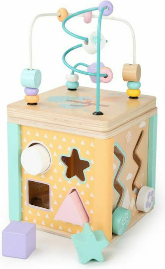 Ecotoys Cub de Activități Cub educațional din Lemn pentru 36++ Luni