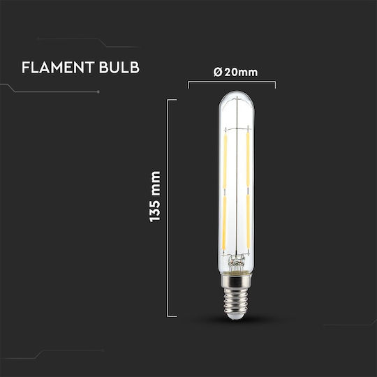 V-TAC VT-2204 LED Bulb 4W 135mm for Socket E14 and Shape T20 Cool White 400lm