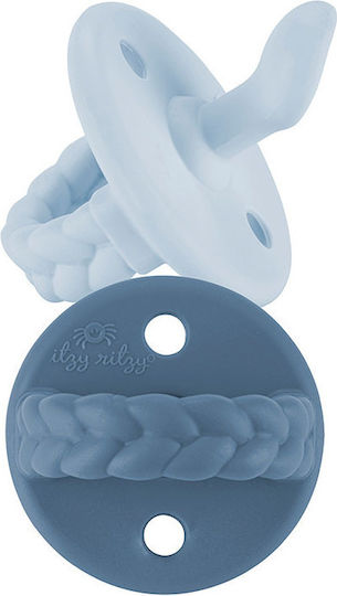 Itzy Ritzy Sweetie Ορθοδοντικές Πιπίλες Σιλικόνης Braids - Blue για 0-6 μηνών 2τμχ
