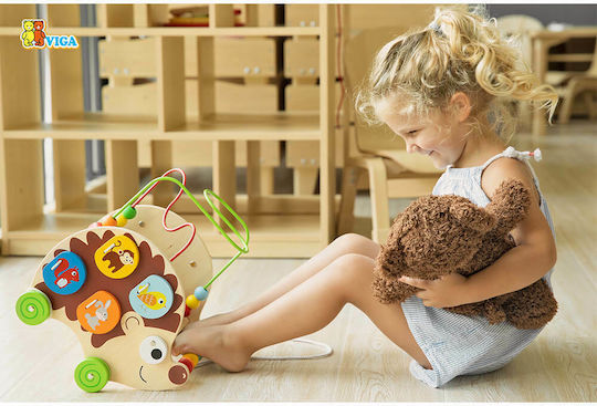 Viga Toys Pull-Along Toy Hedgehog Pull Toy made of Wood for 12++ Months