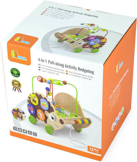 Viga Toys Pull-Along Toy Hedgehog Pull Toy made of Wood for 12++ Months