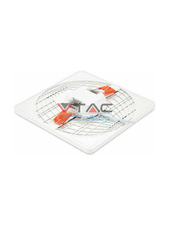 V-TAC Square Metallic Recessed Spot with Integrated LED and Natural White Light 10W 750lm White 12x12cm. 1pcs