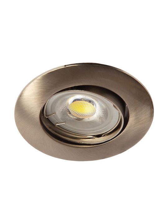 VK Lighting Rund Metallisch Einbau Spot mit Fassung GU10 Beweglich Silber 8.4x8.4cm. 1Stück