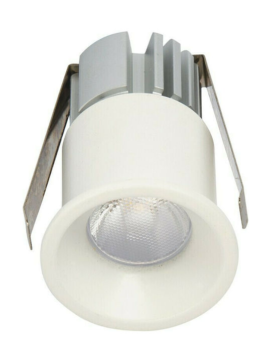 VK Lighting Στρογγυλό Μεταλλικό Χωνευτό Σποτ με Ενσωματωμένο LED και Θερμό Λευκό Φως 3W 220V Λευκό 5x5εκ. 1τμχ