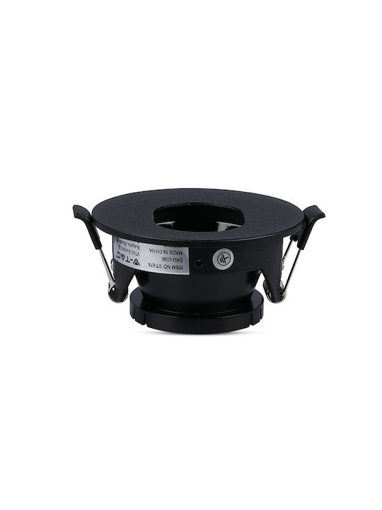 V-TAC Rotund Metalic Spot Încorporat cu Soclu GU10 Negru 8.3x8.3cm. 1buc