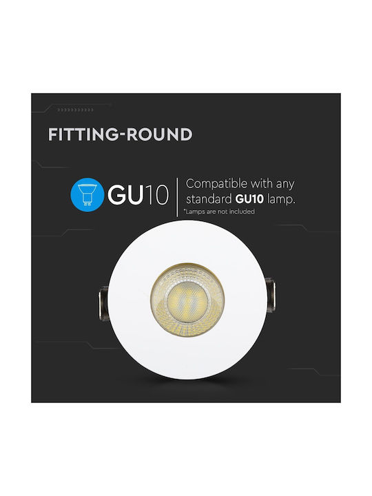 V-TAC Round Metallic Recessed Spot with Socket GU10 Gold 8x8cm. 1pcs