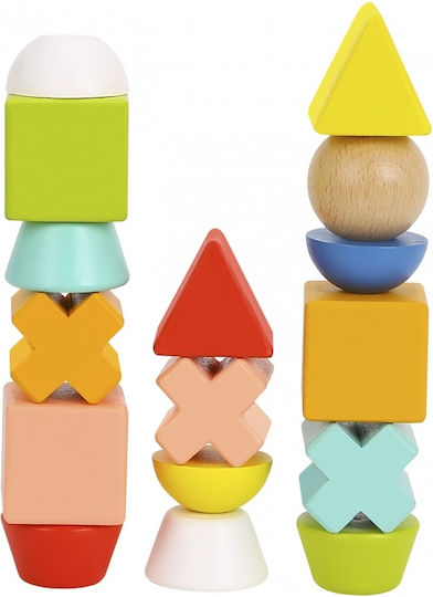 Tooky Toys Stacking Toy Stacking Game with Shapes & Cards made of Wood for 36++ Months