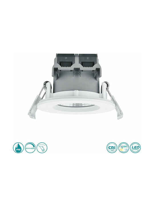 Trio Lighting Zagros Round Metallic Recessed Spot with Integrated LED and Warm White Light White 5x5cm. 1pcs