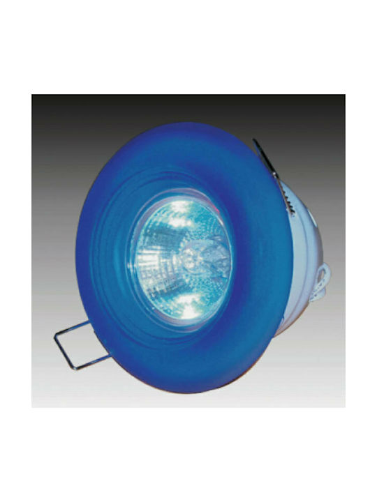 Aca Round Metallic Recessed Spot with Socket GU10 MR16 Blue 9.3x9.3cm.