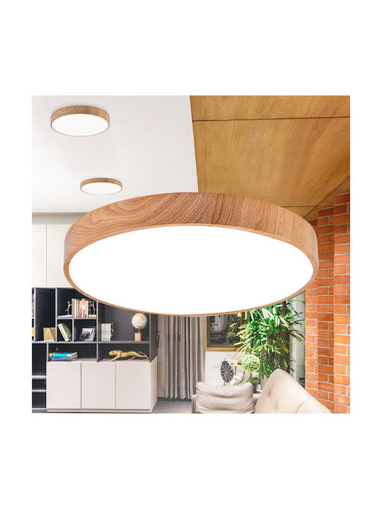 Braytron Κλασική Μεταλλική Πλαφονιέρα Οροφής με Ενσωματωμένο LED σε Καφέ χρώμα 40cm