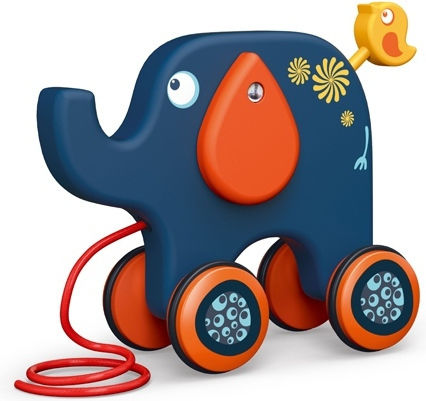 Luna Pull-Along Toy Elephant Walker made of Wood with Sounds for 18++ Months