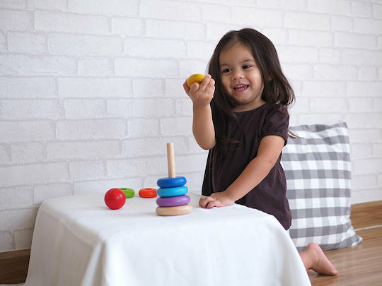 Plan Toys Stacking Toy Pyramid of Rings made of Wood for 24++ Months