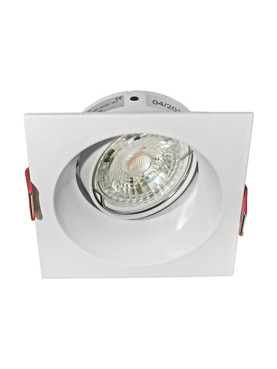 Adeleq WL-34090WH Pătrat Metalic Spot Încorporat cu Soclu GU10 Reglabil MR16 Alb 9x9cm. 1buc Adeleq WL-34090WH Pătrat Metalic Spot Încorporat cu Soclu GU10 Reglabil MR16 Alb 9x9cm. 1buc