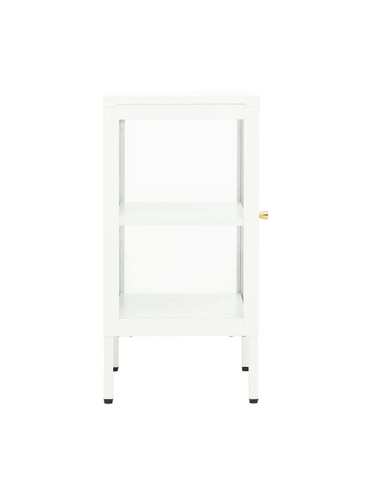 Living Room Display Cabinet Made of Metal with Glass White 38x35x70cm