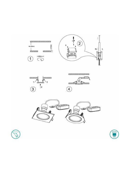 Trio Lighting Jura Rund Metallisch Rahmen für Spots GU10 Weiß 1Stück
