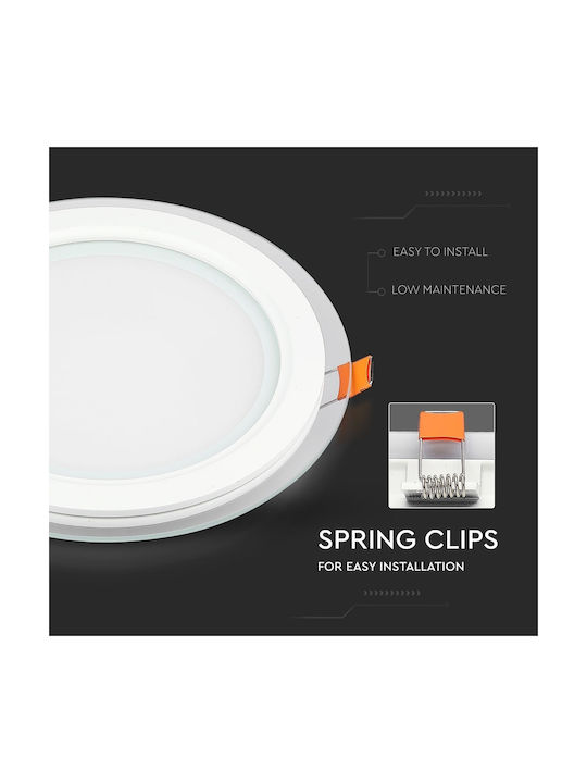 V-TAC Rotund Sticlă Spot Încorporat cu LED Integrat și Lumină Alb Rece 6W 6400K Alb 10x10cm. 1buc