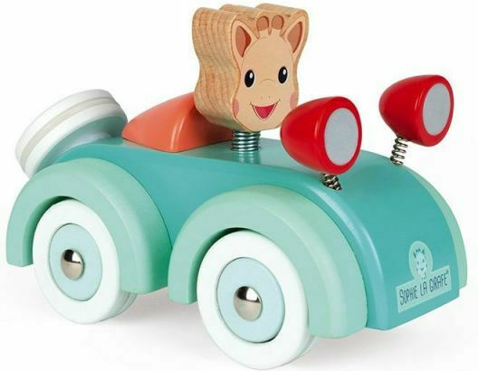 Janod Превозно средство Sophie La Girafe Car от дърво със светлина за 12++ месеца