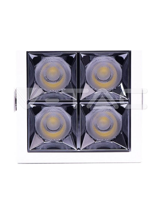 V-TAC Square Metallic Recessed Spot with Integrated LED and Natural White Light Samsung SMD 16W White 9.3x9.3cm. 1pcs