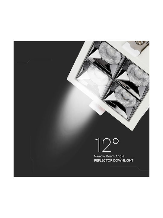 V-TAC Square Metallic Recessed Spot with Integrated LED and Natural White Light Samsung SMD 16W White 9.3x9.3cm. 1pcs