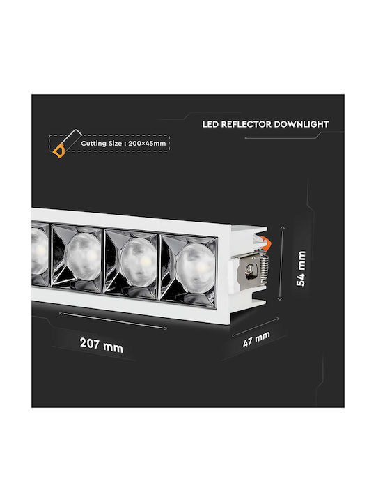 V-TAC Rectangle Metallic Recessed Spot with Integrated LED and Warm White Light Black 13x5.4cm. 1pcs