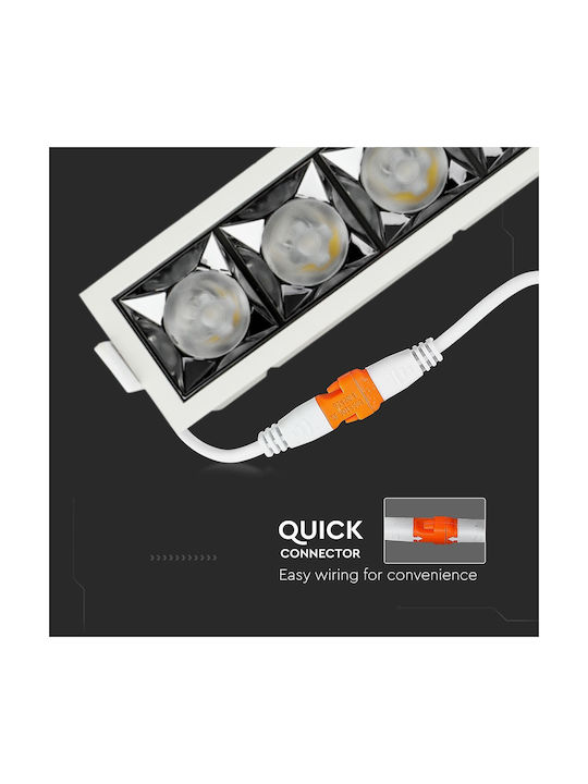 V-TAC Rectangle Metallic Recessed Spot with Integrated LED and Warm White Light Black 13x5.4cm. 1pcs