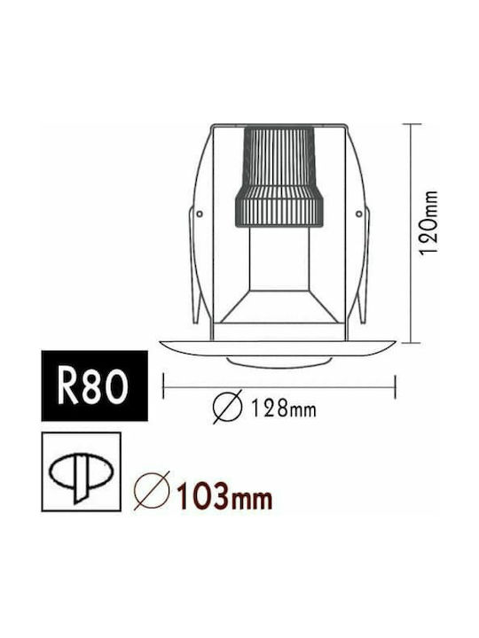 Aca Rotund Metalic Spot Încorporat cu Soclu E27 R80 Auriu 12x12cm. 1buc