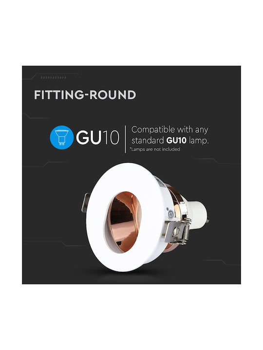 V-TAC Round Metallic Recessed Spot with Socket GU10 Rose Gold 7.5x7.5cm. 1pcs