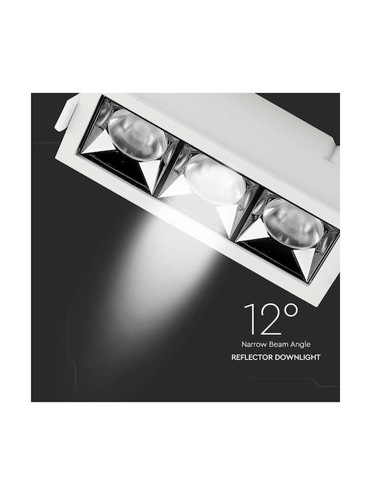 V-TAC Rectangle Metallic Recessed Spot with Integrated LED and Cool White Light Black 13x5.4cm. 1pcs