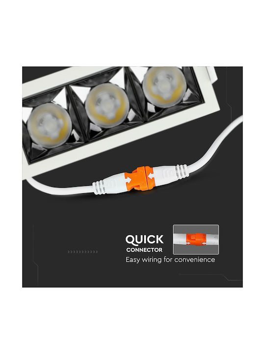 V-TAC Rectangle Metallic Recessed Spot with Integrated LED and Cool White Light Black 13x5.4cm. 1pcs