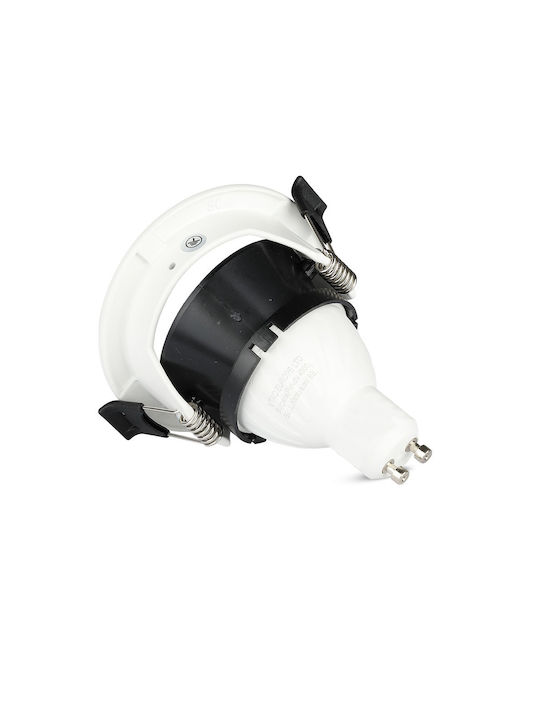 V-TAC Rotund Metalic Cadru pentru Spoturi GU10 Alb 8.3x8.3cm. 1buc