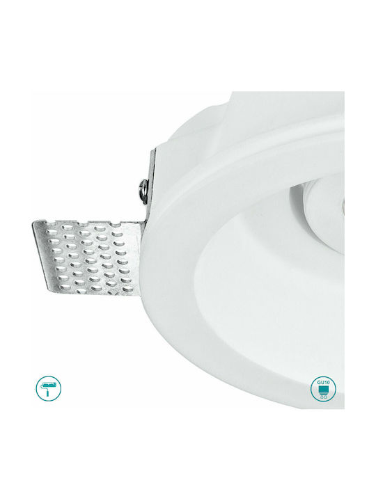 Fan Europe Morganar1 Spot Rotund De Tencuială Îngropat Cu Dulie GU10 Alb 15x15cm