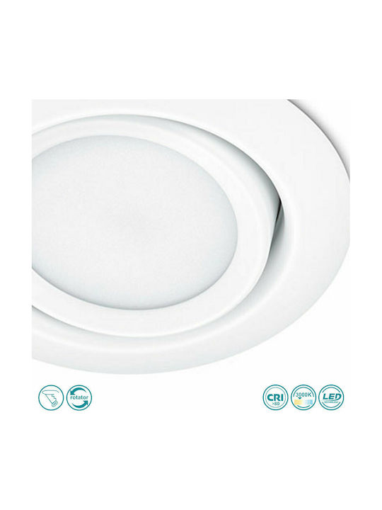 Trio Lighting Rila Round Metallic Recessed Spot with Integrated LED and Warm White Light White 1pcs