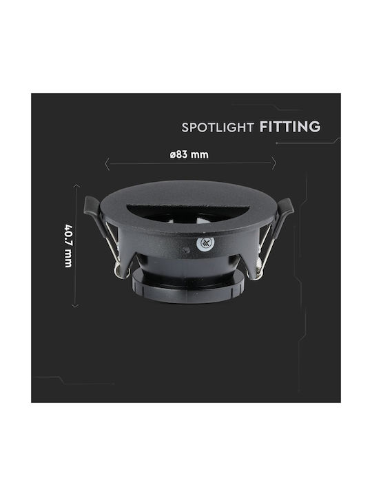 V-TAC Rund Metallisch Rahmen für Spots GU10 Schwarz 8.3x8.3cm. 1Stück