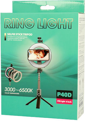 Ring Light P40D-2 15.2cm 3000-6500K με Επιτραπέζιο Τρίποδο και Βάση για Κινητό