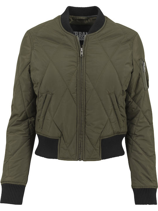 Kurz Damen Bomberjacke Khaki