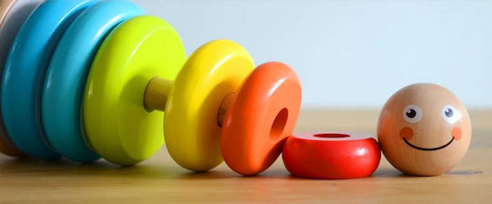Joueco Stacking Toy Faces Sorting made of Wood for 12++ Months