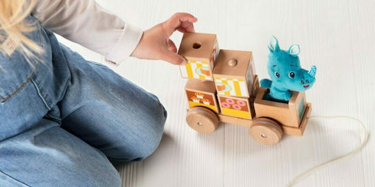 Lilliputiens Pull-Along Toy Tractable Puzzle Marius' Foodtruck made of Wood for 12++ Months