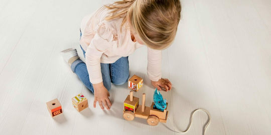 Lilliputiens Pull-Along Toy Tractable Puzzle Marius' Foodtruck made of Wood for 12++ Months
