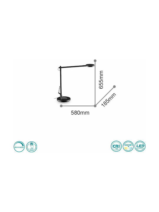 Ideal Lux Futura LED Office Lamp with Foldable Arm in Black Color