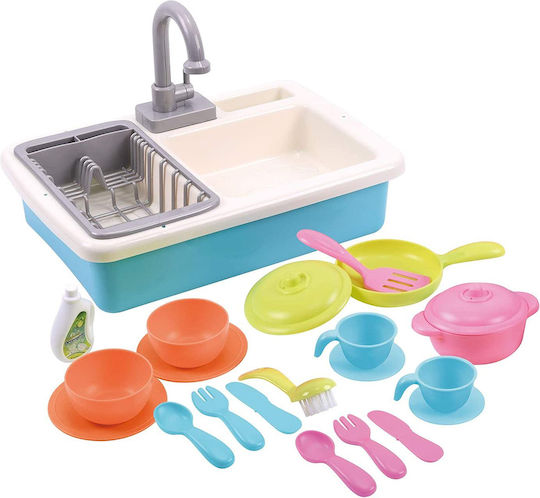 Playgo Sink With Faucet & Kitchenware for 3+ Years 20pcs