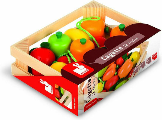 Janod Wooden Fruit Basket with 12 Fruits from Wood for 3+ Years 12pcs