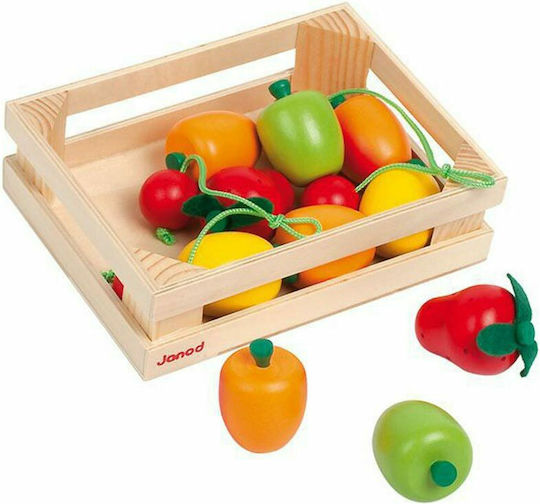 Janod Wooden Fruit Basket with 12 Fruits from Wood for 3+ Years 12pcs
