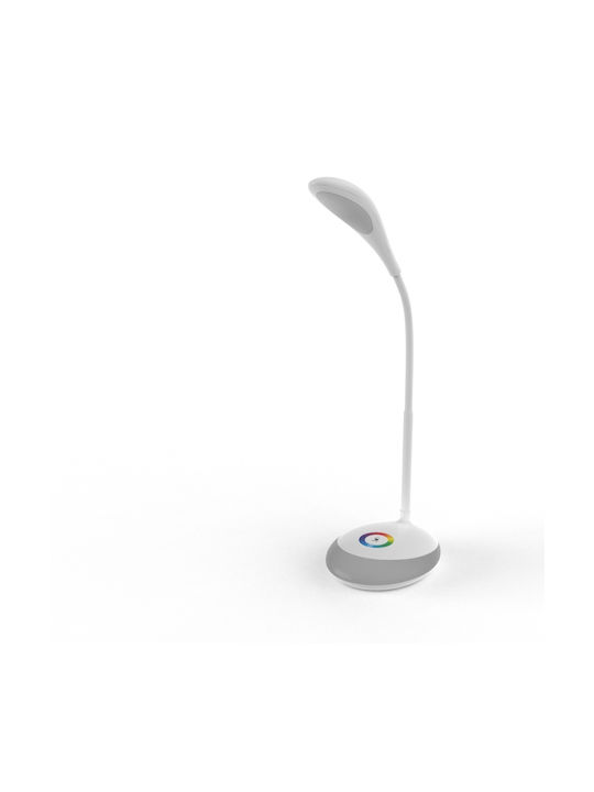 Avide ABLDLRGB-4W-W Επαναφορτιζόμενο LED Φωτιστικό Γραφείου με Εύκαμπτο Βραχίονα σε Λευκό Χρώμα