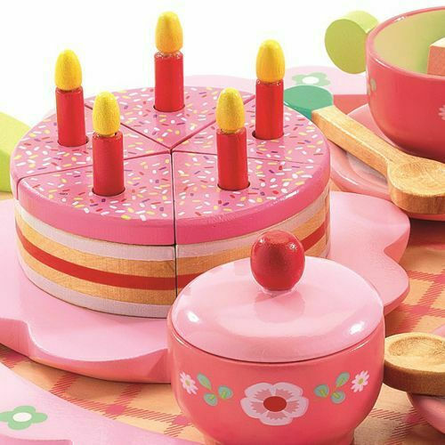 Djeco Pink Birthday Party Tray Wooden For 4+ Years